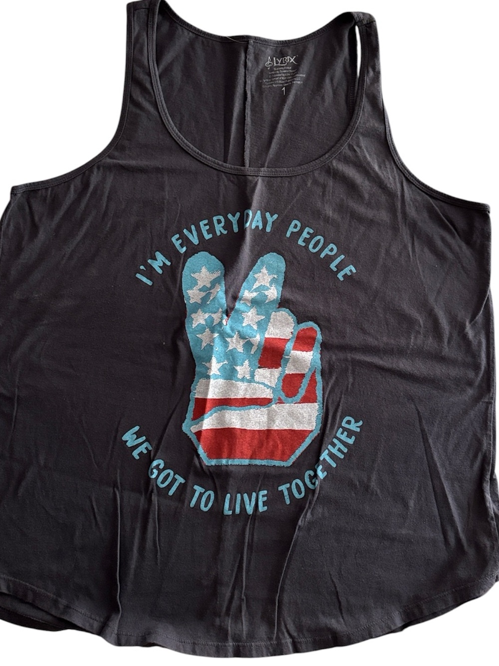 NEW Lyrix everyday people peace sign torrid tank top